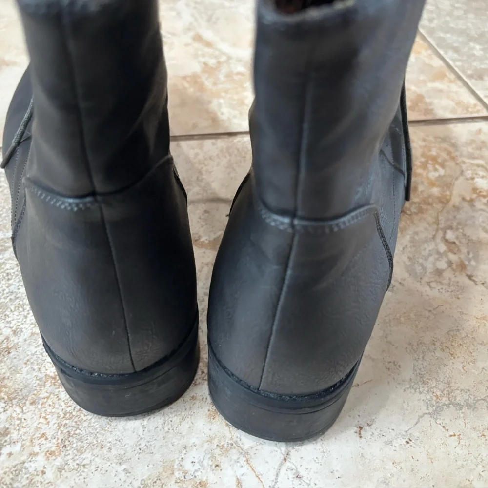 Gray Lace-Up Ankle Boots